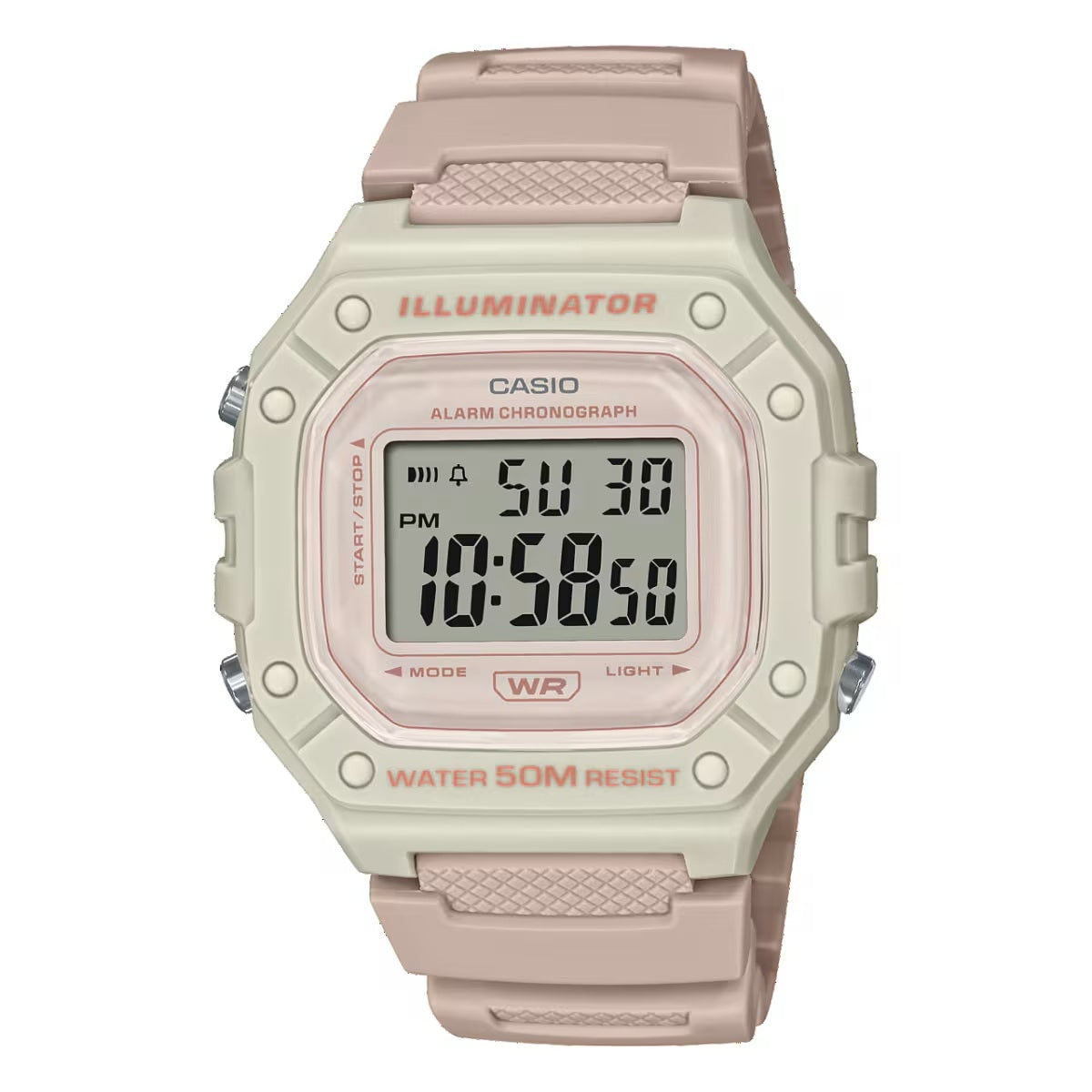 Women's Watch CASIO TIMELESS COLLECTION Mod. SPORT ILLUMINATOR WR 50M, ALARM, CHRONOGRAPH - LIGHT PINK - COLORED SERIE