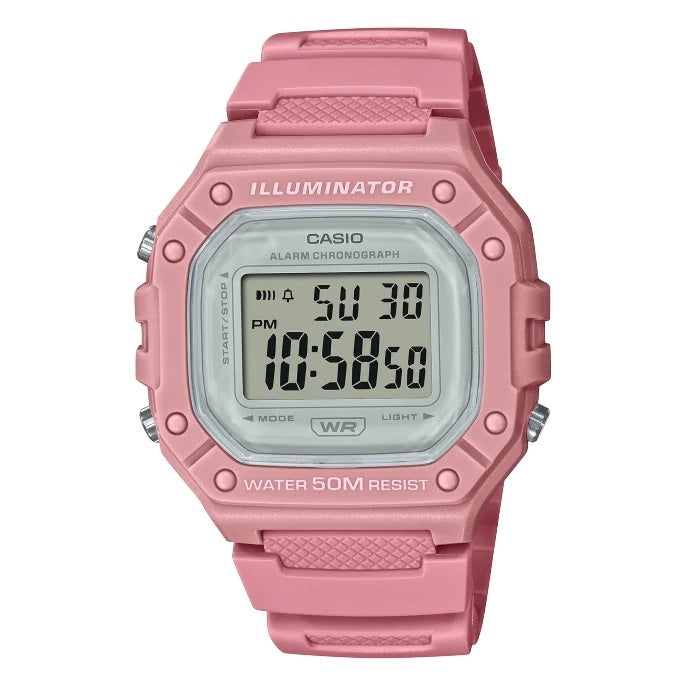 Women's Watch CASIO TIMELESS COLLECTION Mod. SPORT ILLUMINATOR WR 50, ALARM, CHRONOGRAPH - PINK - COLORED SERIE