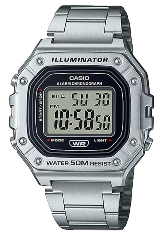 Men's Watch CASIO TIMELESS COLLECTION Mod. SPORT ILLUMINATOR WR 50M, ALARM, CHRONOGRAPH - SILVER - METAL SERIE