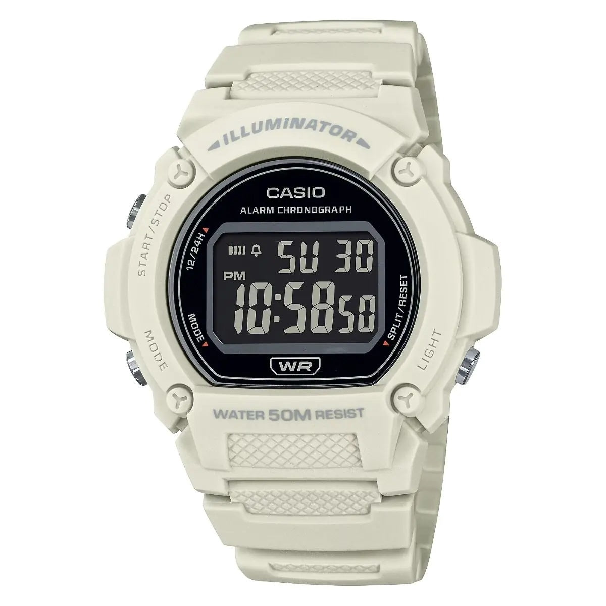Men's Watch CASIO TIMELESS COLLECTION Mod. SPORT- ILLUMINATOR WR 50M, ALARM, CHRONOGRAPH - WHITE - COLORED SERIE