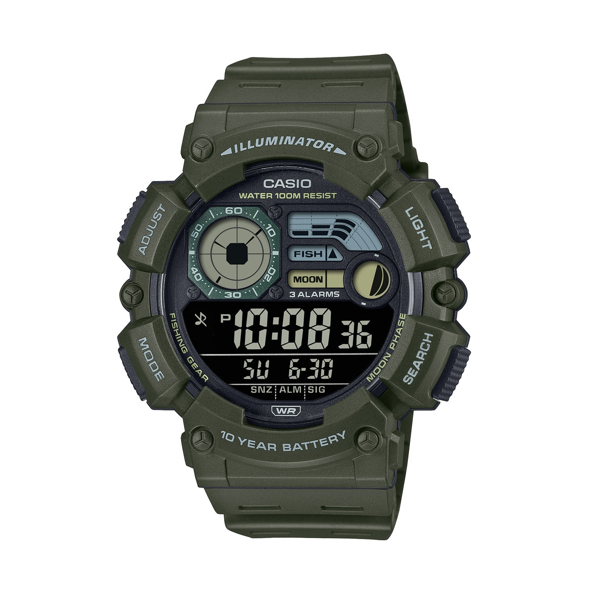 Men's Watch CASIO SPORT Mod. ILLUMINATOR 10 YEARS BATTERY - ARMY GREEN