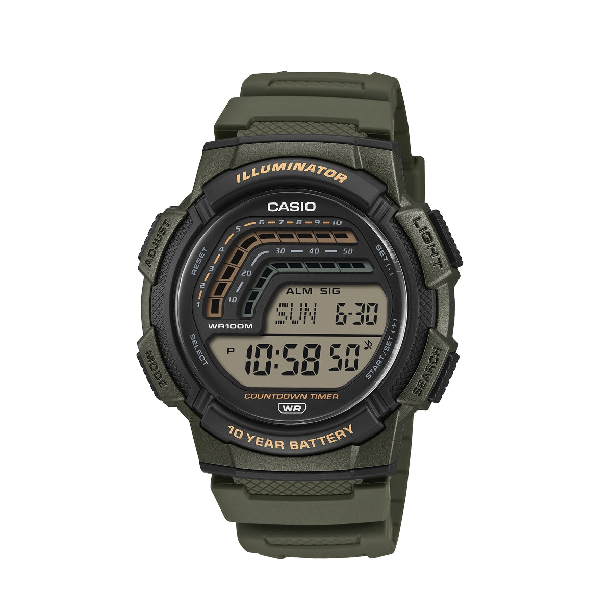Men's Watch CASIO SPORT Mod. ILLUMINATOR - 10 YEARS BATTERY - GREEN