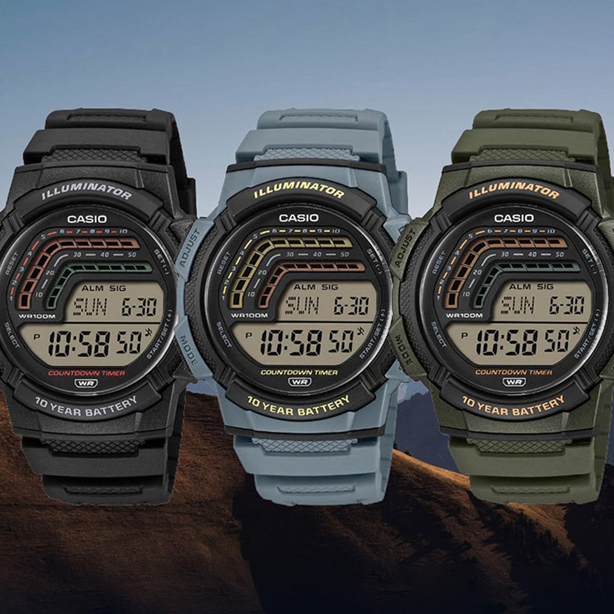 Men's Watch CASIO SPORT Mod. ILLUMINATOR - 10 YEARS BATTERY - GREEN